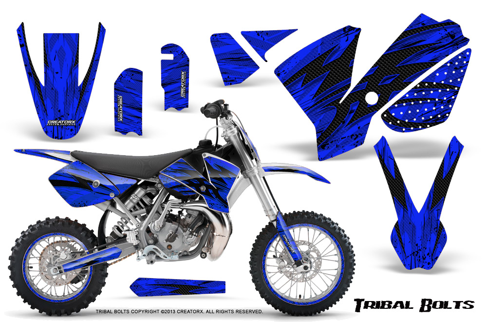 KTM SX65 02-08 Graphics Kit Tribal Bolts Blue NP Rims